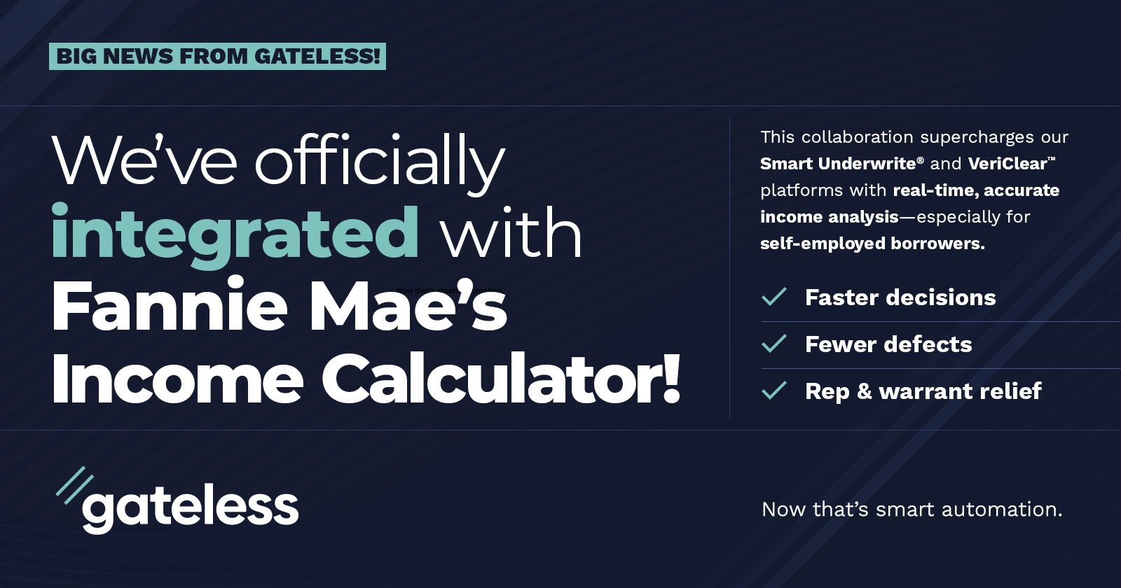 Big News From Gateless! We've officially integrated with Fannie Mae's Income Calculator!